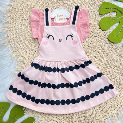 Conj. Blusa Lisa e Salopete Borboletinha - Rose